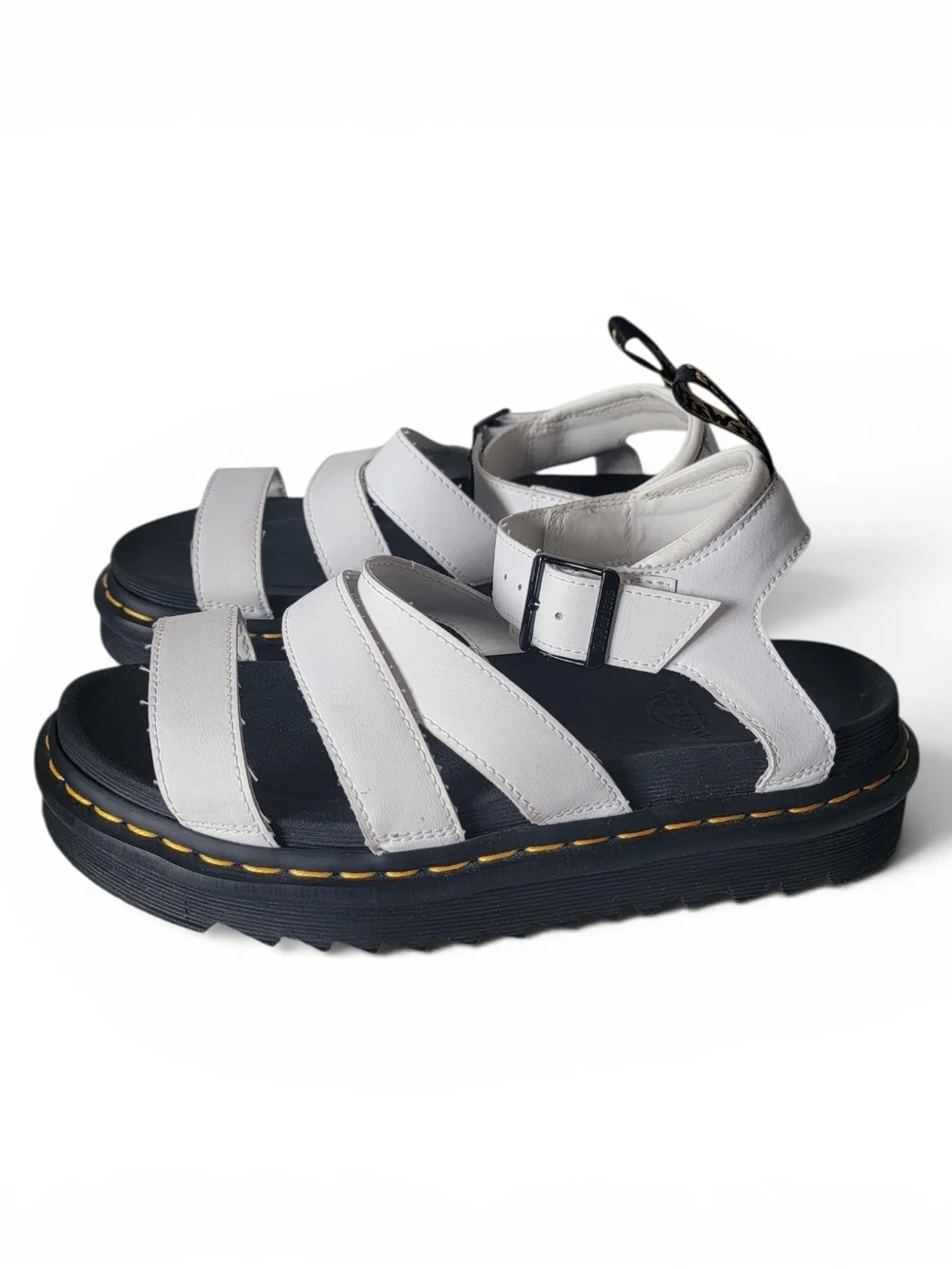 Doc Martens Air-Wair White Strappy Leather Sandals with Womens Size 9